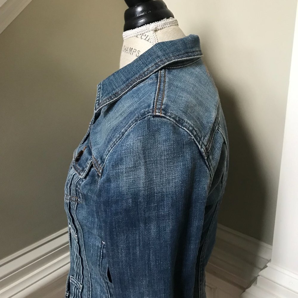 Joe's Jean Jacket Denim Womens Medium Blue Button Down Long Sleeve Cotton Collar - Picture 11 of 15